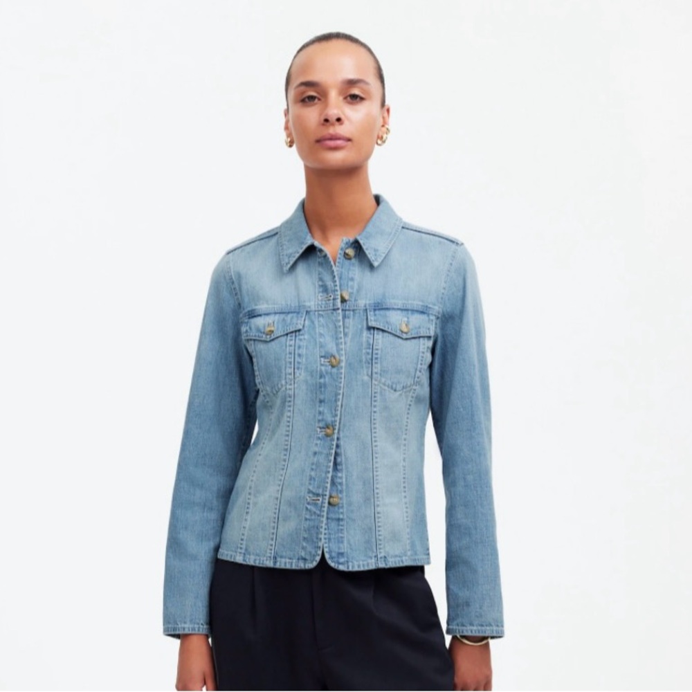 Madewell Womens Blue Shrunken Button-Front Shirt